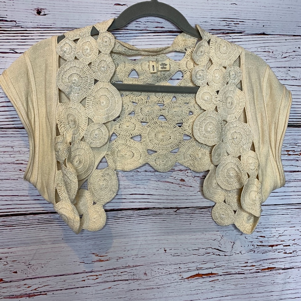 Moth Anthropologie  Crochet Bolero Shrug